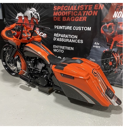 2014 ET+ ENSEMBLE VALISES (SACOCHES) ET AILE ARRIÈRE SUPER ALLONGÉES BAGGER MG PERFORMANCE HARLEY DAVIDSON TOURING