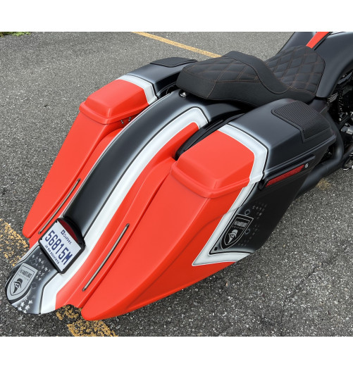 2014+ MODEL 1 SUPER STRETCHED SADDLEBAGS BAGGER AND REAR FENDER SUPER EXTENDED MG PERFORMANCE HARLEY DAVIDSON TOURING